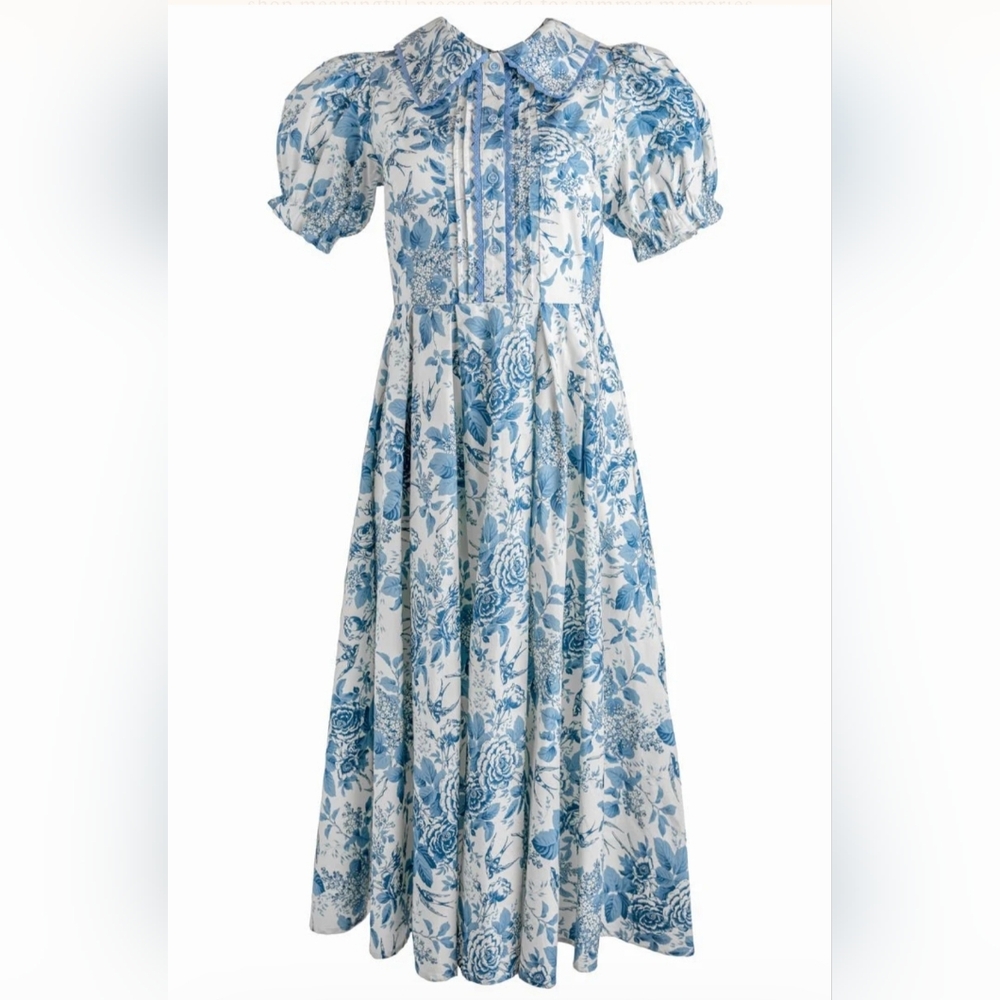 Ivy City Co Blue and White Floral Maxi Dress